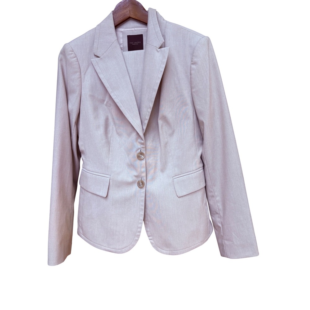 The Limited Collection Womens 2 Piece Pant Suit Blazer Trousers Beige Size 8 NWT